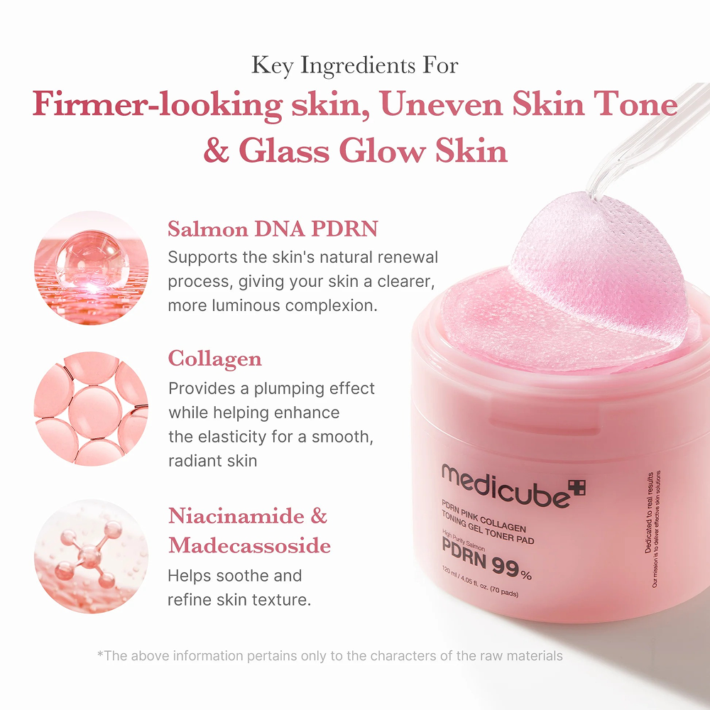 Medicube PDRN Pink Collagen Toning Gel Toner Pad 70 Pads