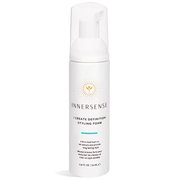 White Innersense I Create Definition Styling Foam bottle with a clear cap and gold sun logo.
