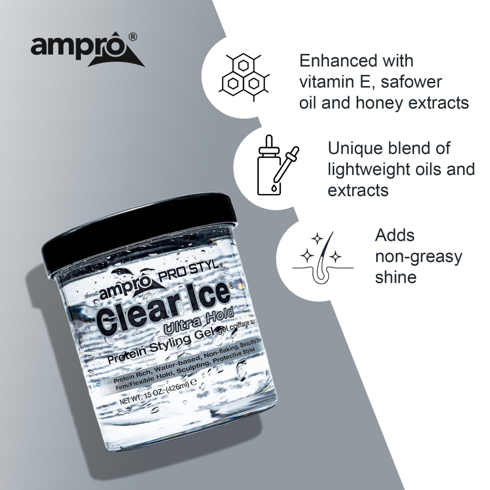 Ampro Clear Ice Styling Gel 15oz-All-Aladin Beauty