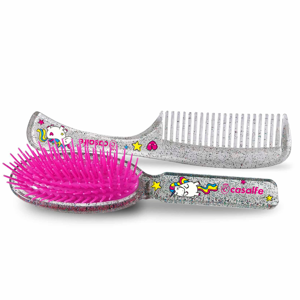 Casalfe Unicorn Glitter Brush and Comb Kit