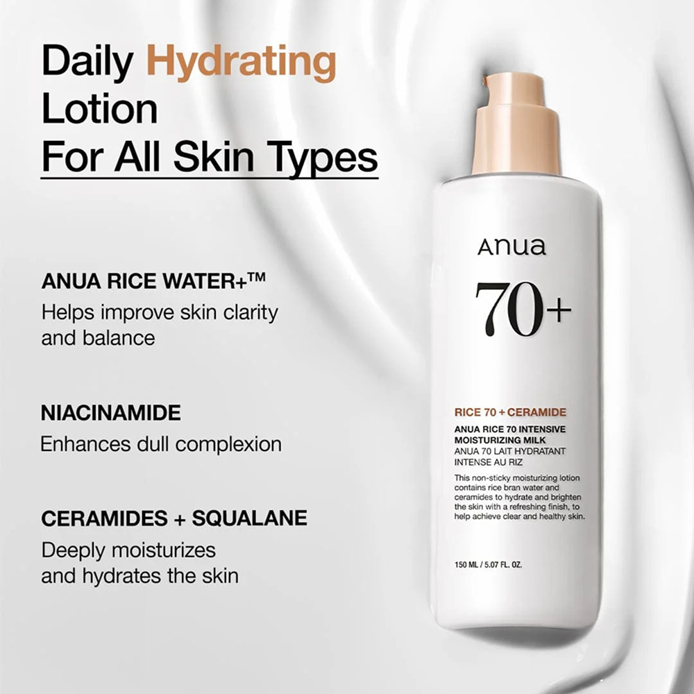 Anua Rice 70 Intensive Moisturizing Milk Lotion 150ml-Collagen Glow Moisturizer-Aladin Beauty