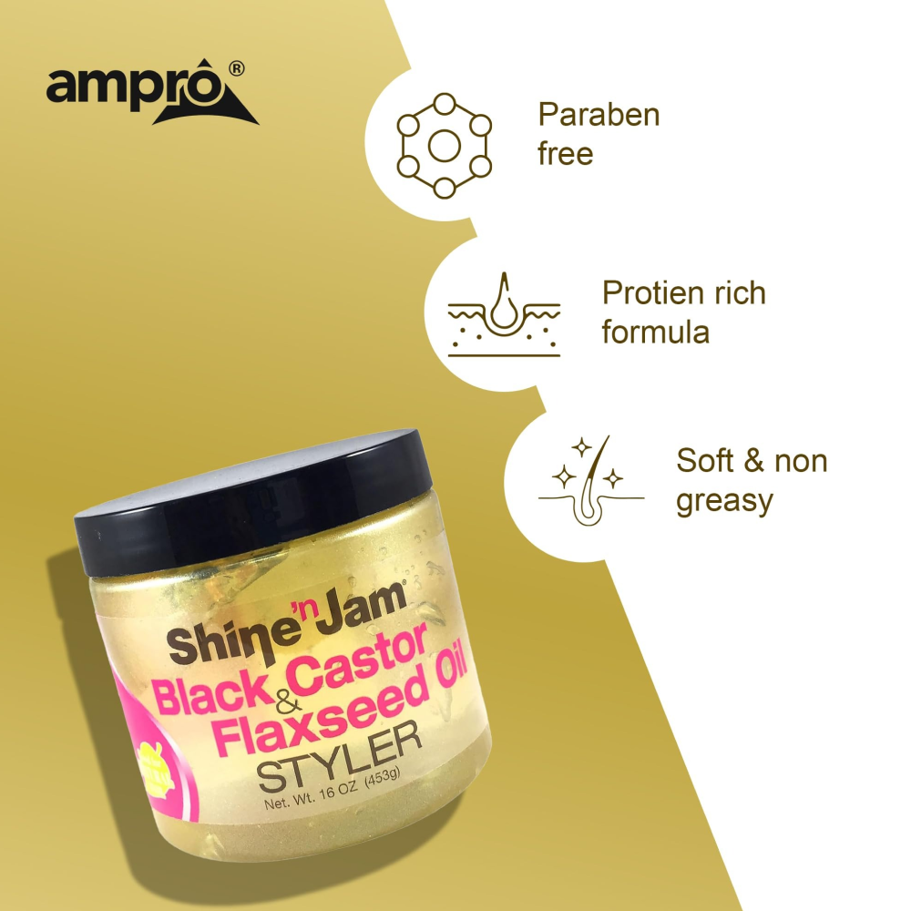 Shine 'n Jam Black & Castor Flaxseed Oil Styler