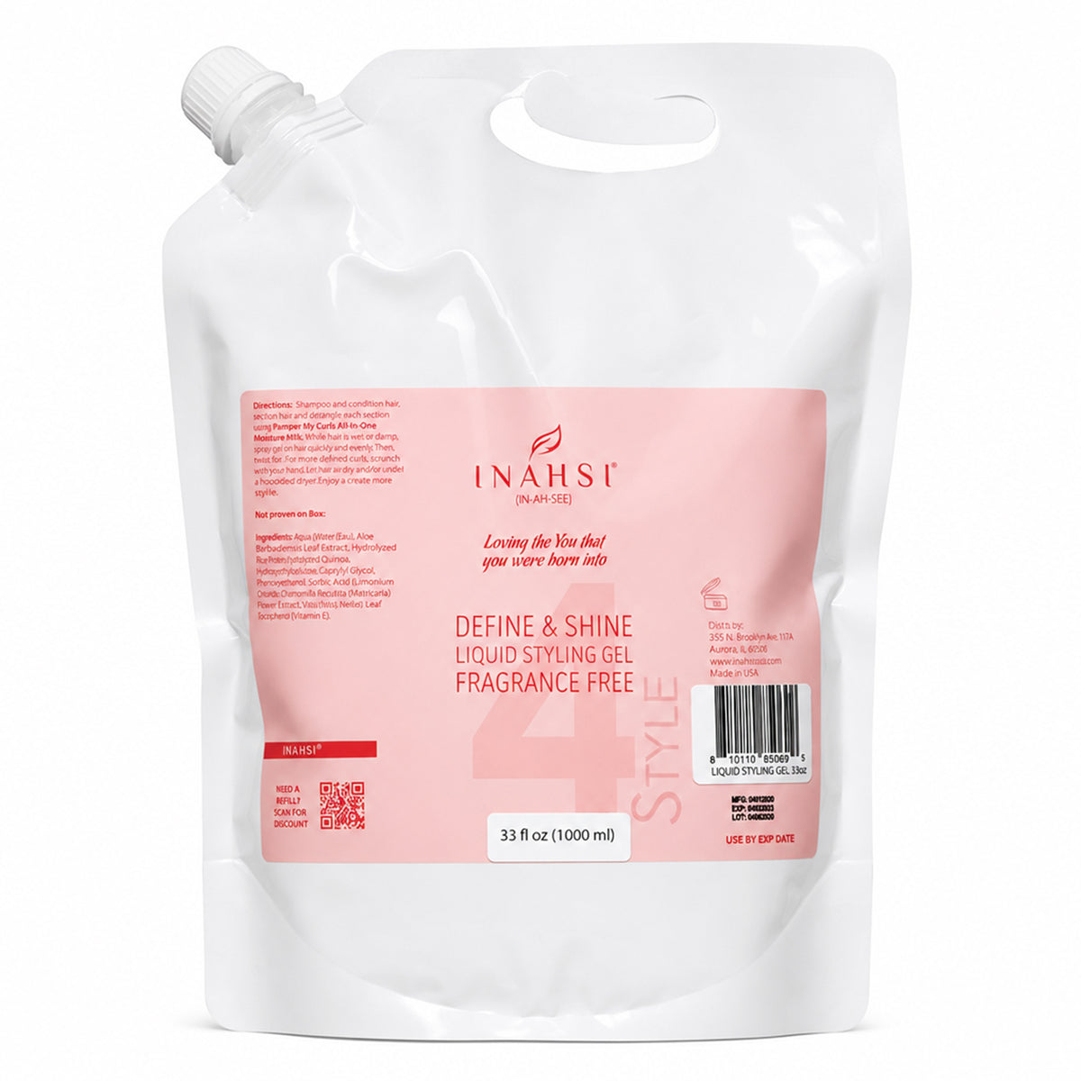 Inahsi Naturals Define & Shine Flüssiges Styling Gel Ohne Duftstoffe