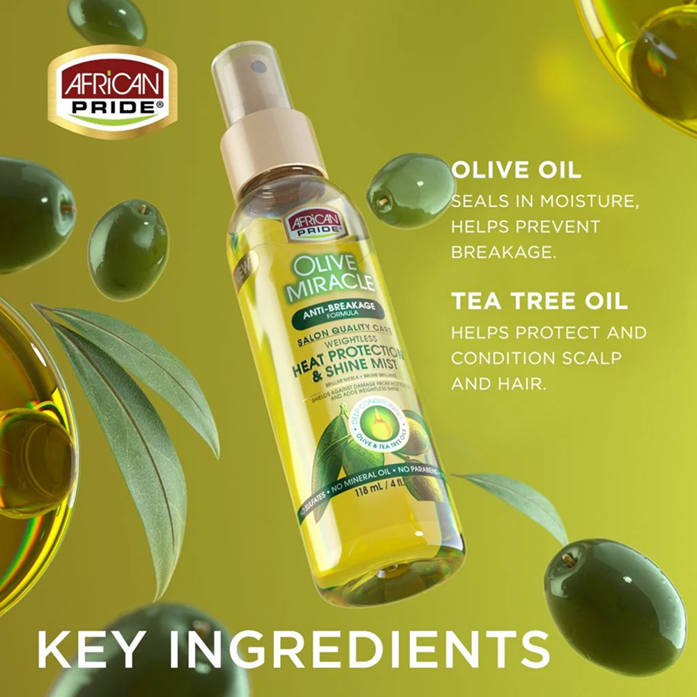African Pride Olive Miracle Heat Protection Shine Mist 4oz-All-Aladin Beauty