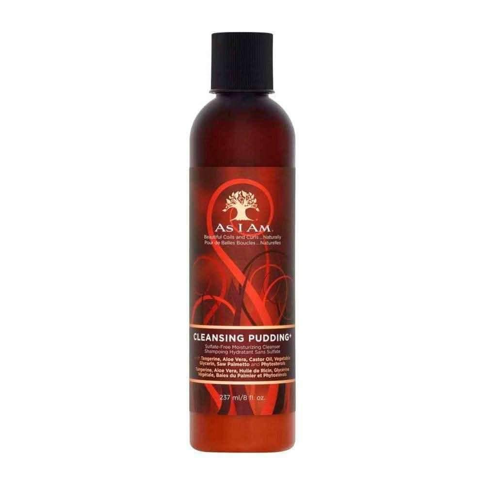 As I Am Classic Cleansing Pudding+ Shampoo, 237ml brown bottle with black cap and orange label.