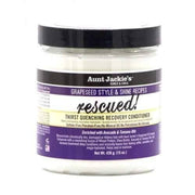 Aunt Jackie's Rescued! Thirst Quenching Recovery Conditioner, 426g, in a clear jar with a black lid.
