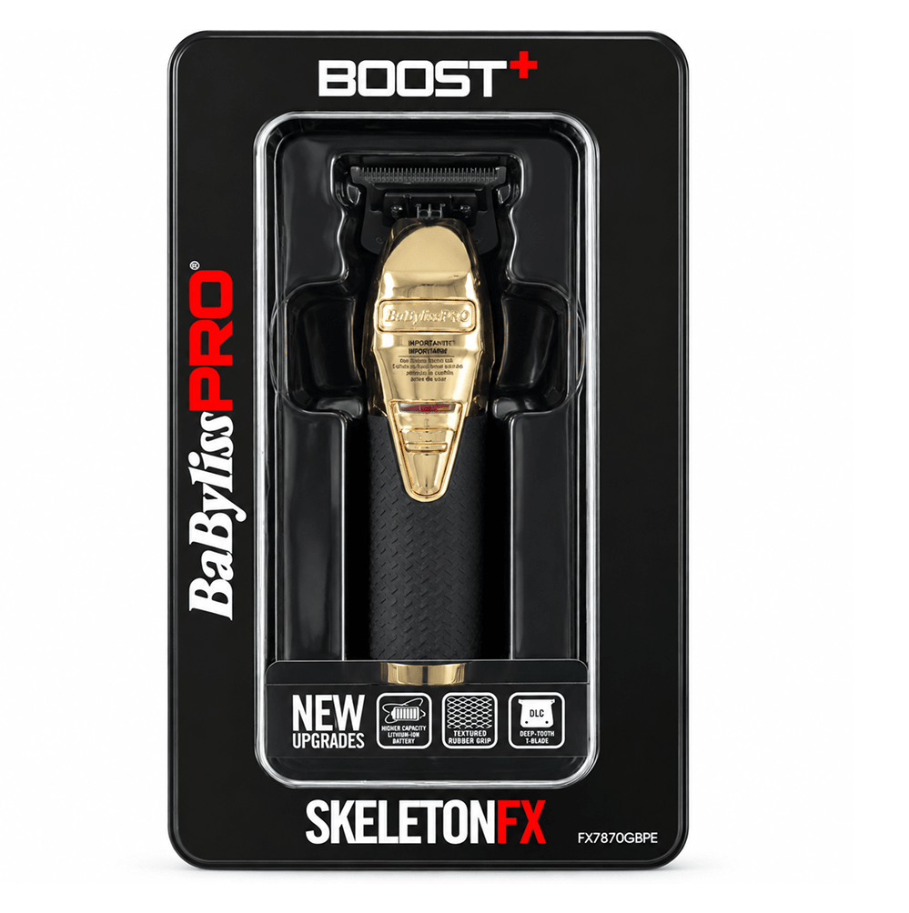 BaByliss PRO SkeletonFX Gold kabelloser Bartschneider für Herren – mit schwarzem Griff
