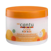 Cantu Care For Kids Leave-In Conditioner, 283g white jar with an orange lid and colorful text.