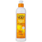 White Cantu Curl Stretcher Cream Rinse 283g bottle with orange label and pump top.