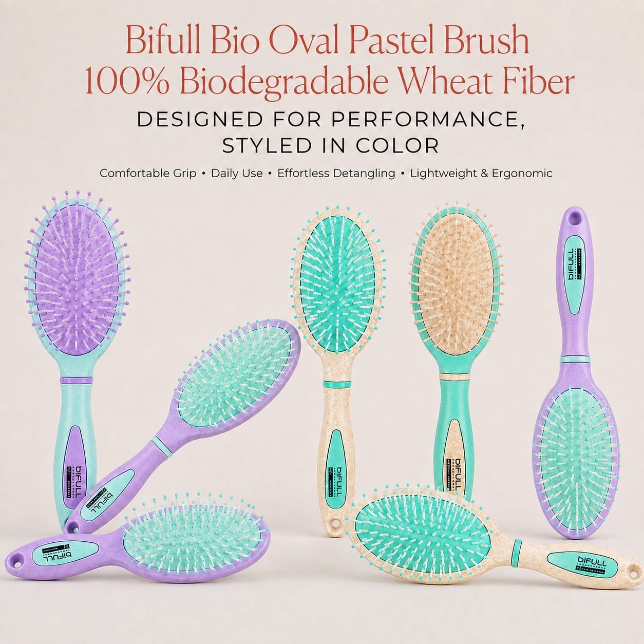 Bifull Bio Oval Pastelbürste 100% biologisch abbaubare Weizenfaser