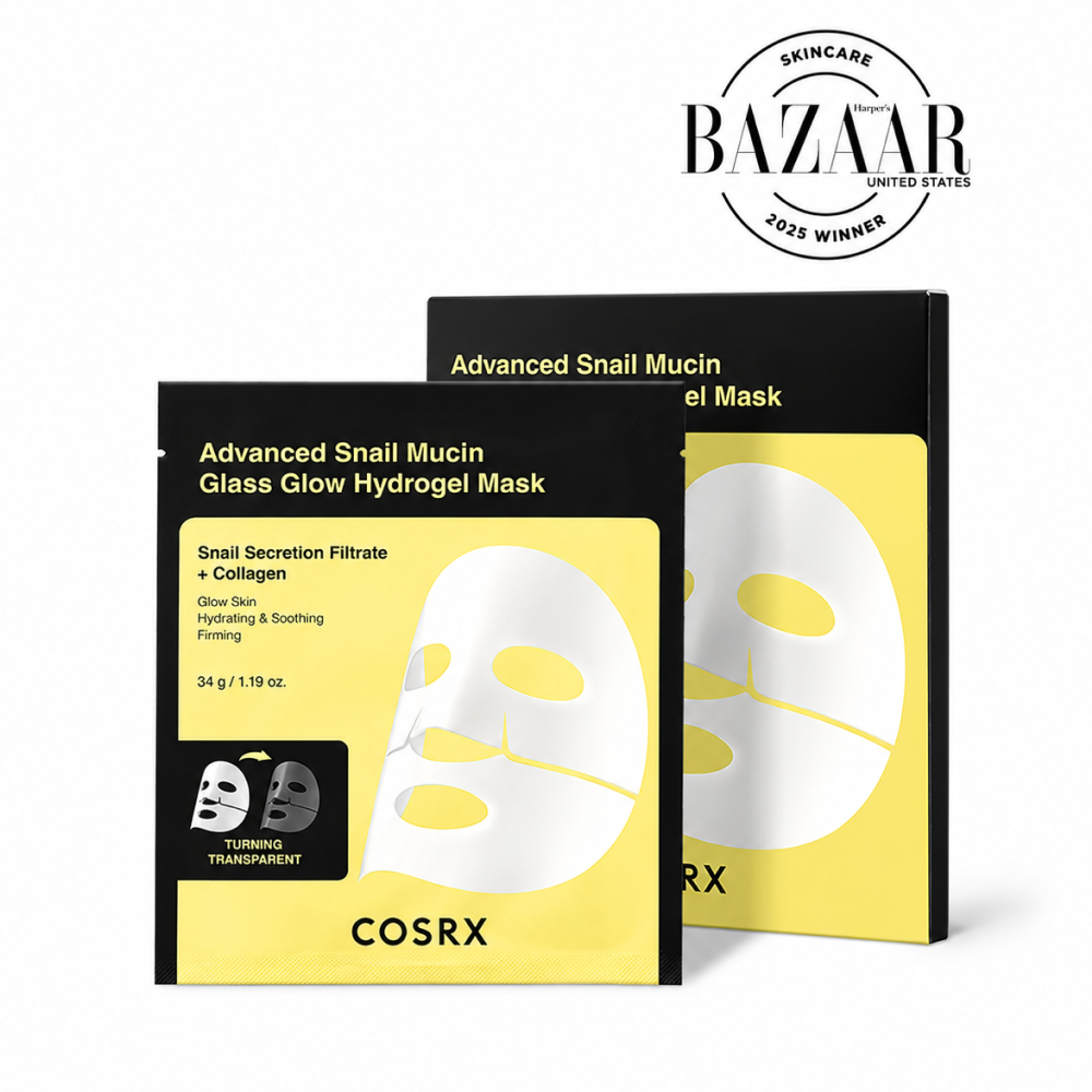Cosrx Advanced Snail Mucin Glass Glow Hydrogel Gesichtsmasken 34g | 3er-Pack