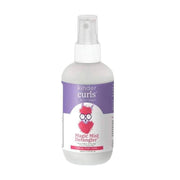 White bottle of Kinder Curls Magic Mist Detangler with a purple label featuring a pink llama.