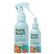 Flora & Curl Kokosnuss Minze Kopfhaut-Erfrischungs-Duo vor und nach dem Duschen