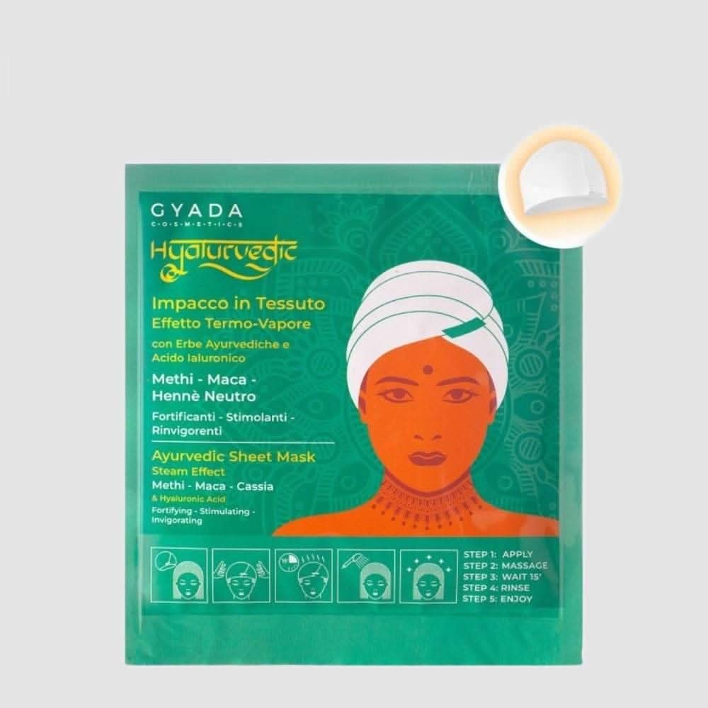 Gyada Hyalurvedic stärkender ayurvedischer Haarumwickler aus Stoff – Methi, Maca, Neutral Henna 60ml