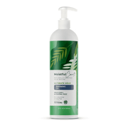 White Moistful Curl Ultimate Hold Defining Gel 355ml bottle with green tropical leaf label and pump dispenser.