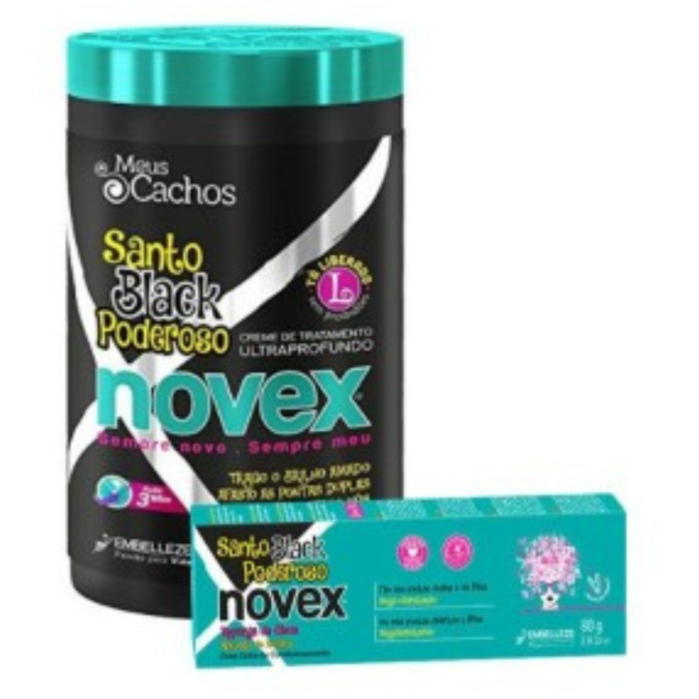 Novex Santo Black Powerful Pack: Maske 400g + Nachfüllpackung 80g