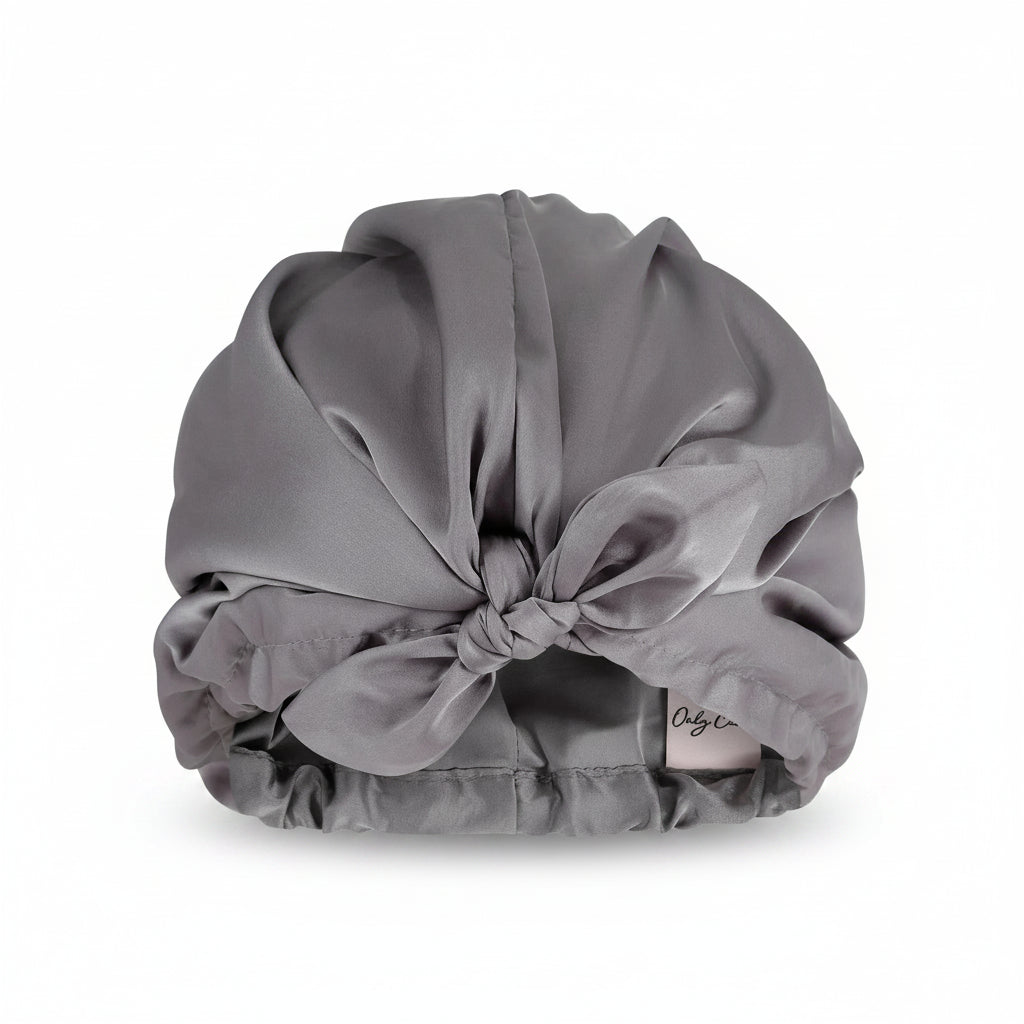 Only Curls Satin Lined Hair Turban Slate Gray - Aladin Beauty