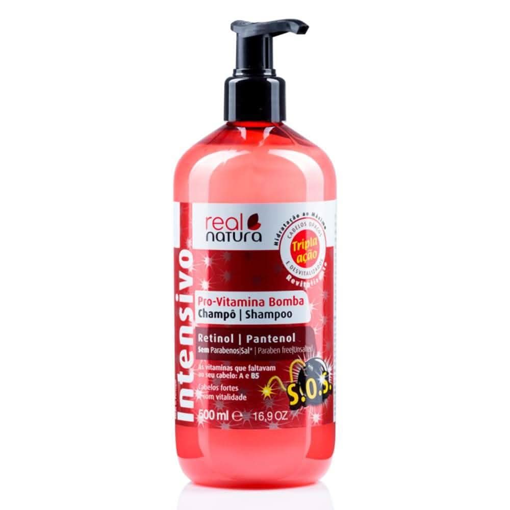 Real Natura Pro-Vitamina Bomba Shampoo 500ml-Moisturising Shampoo-Aladin Beauty