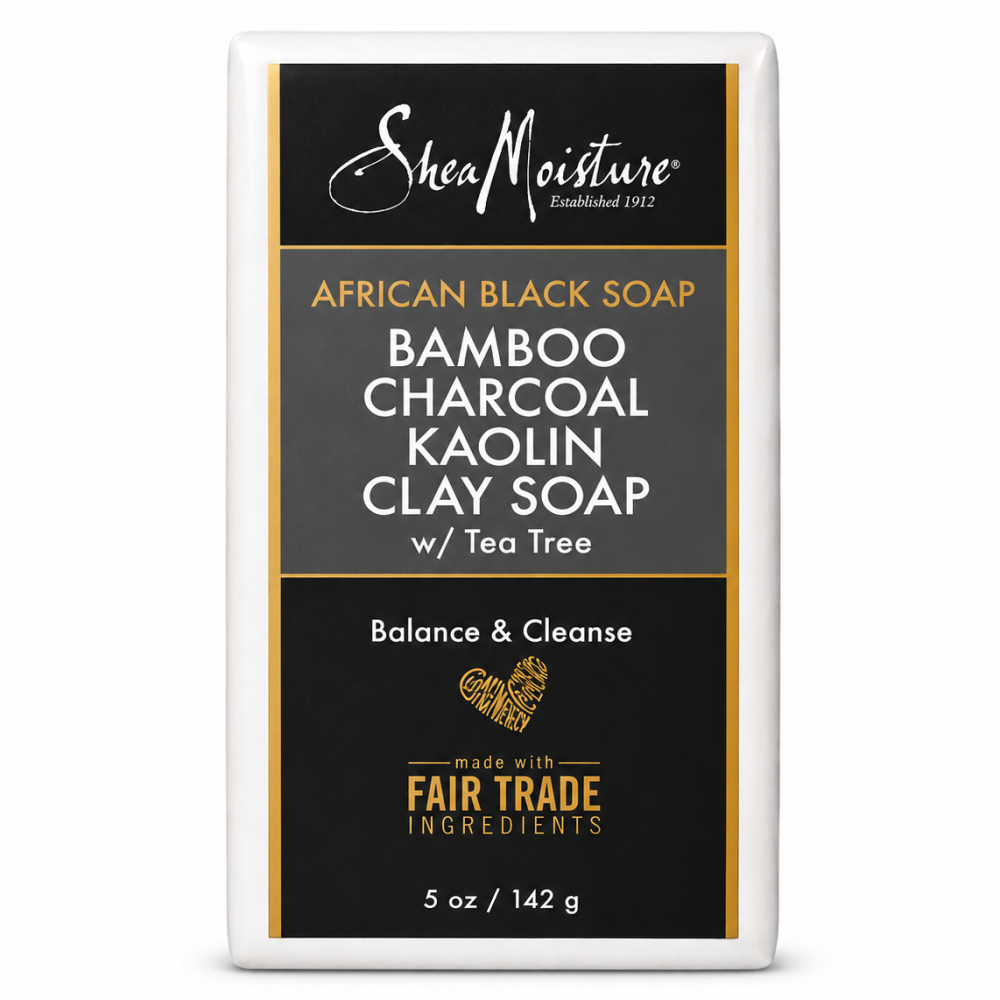 Shea Moisture African Black Soap Bamboo Charcoal Kaolin Clay Seife 142g