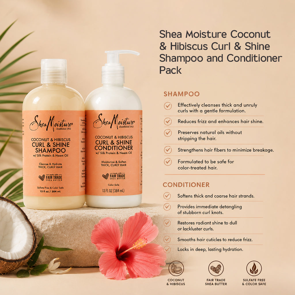 Shea Moisture Kokosnuss & Hibiskus Locken & Glanz Shampoo und Conditioner Pack