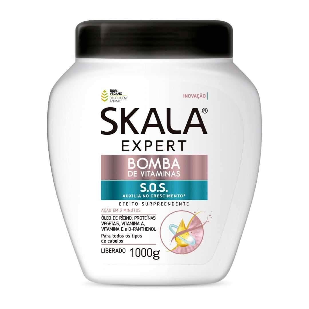 White Skala Expert Vitamin Bomb 1000g hair treatment cream with black lid and colorful label.
