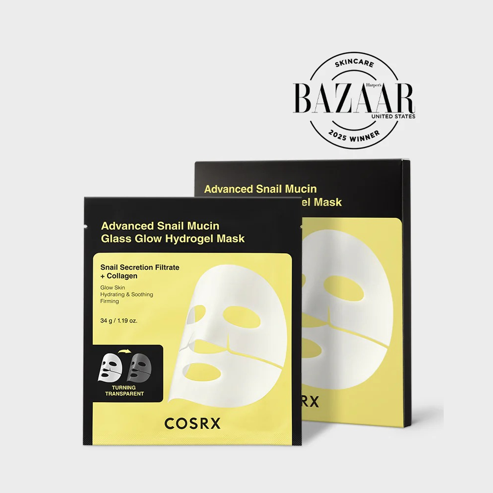 Cosrx Advanced Snail Mucin Glass Glow Hydrogel Gesichtsmasken 34g | 3er-Pack