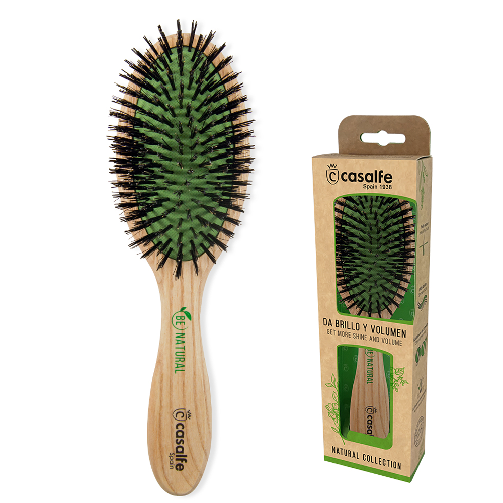 Casalfe Wooden Cushion Oval Travel/Handbag Brush-Boar Bristles