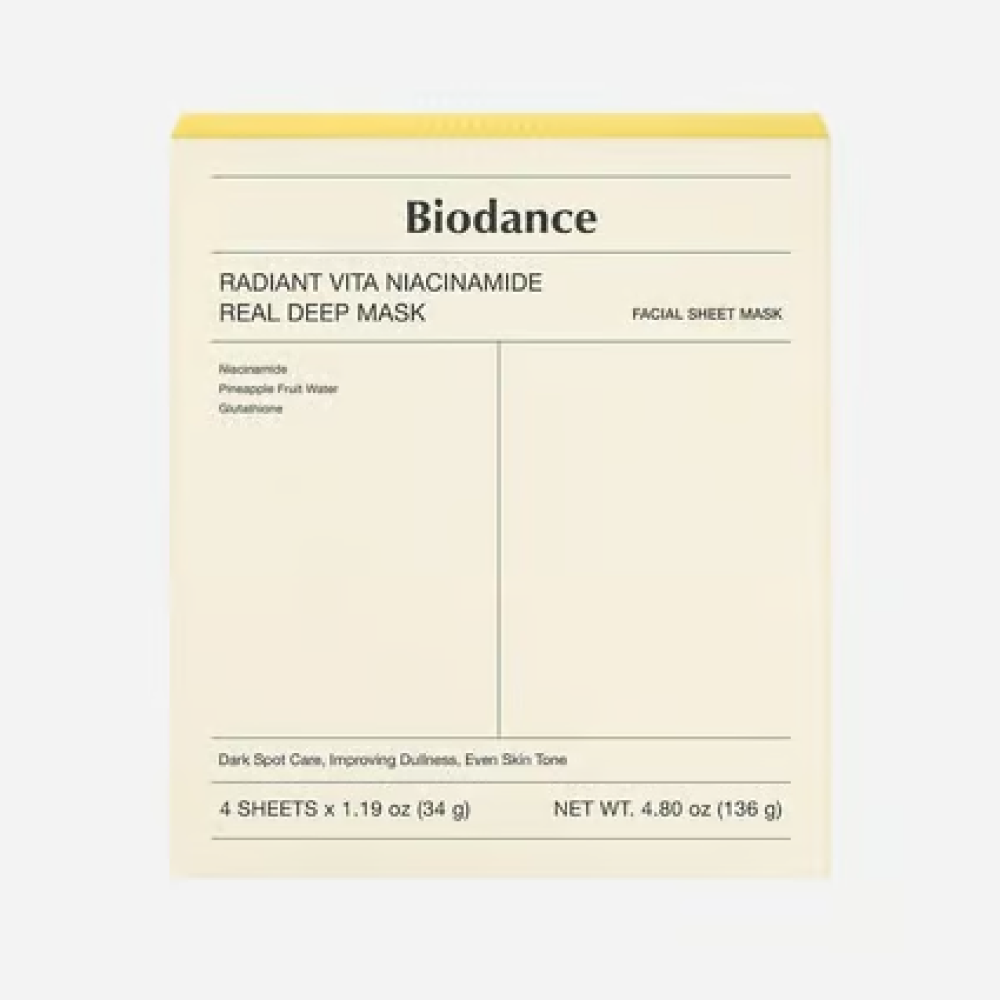 Biodance Radiant Vita Niacinamide Real Deep Mask 1 Box 34g X 4 Stück