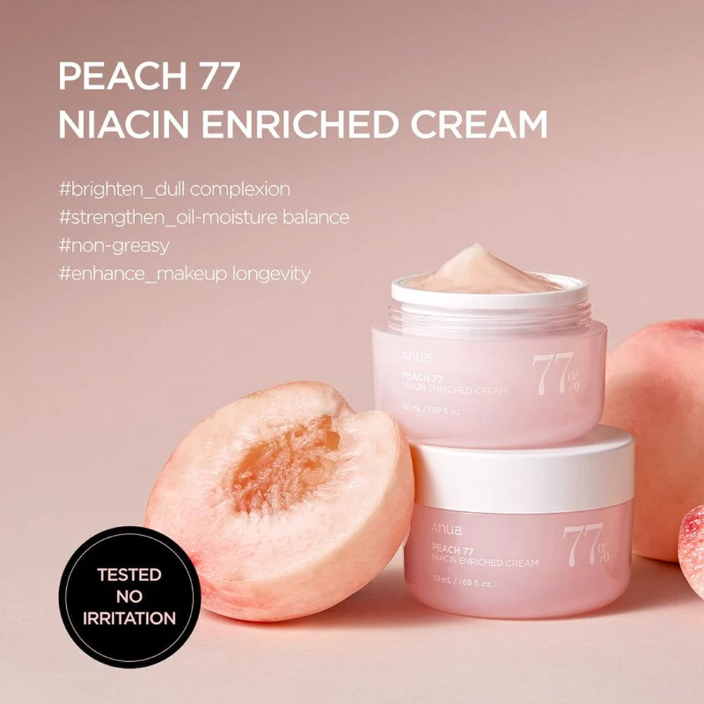Anua Peach 77% Niacin Enriched Cream - 50ml-Collagen Glow Moisturizer-Aladin Beauty