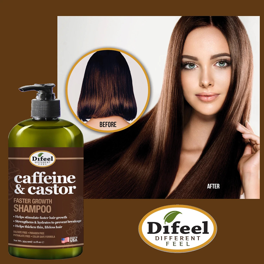 Difeel Caffeine and Castor Faster Hair Growth Shampoo 12oz-All-Aladin Beauty